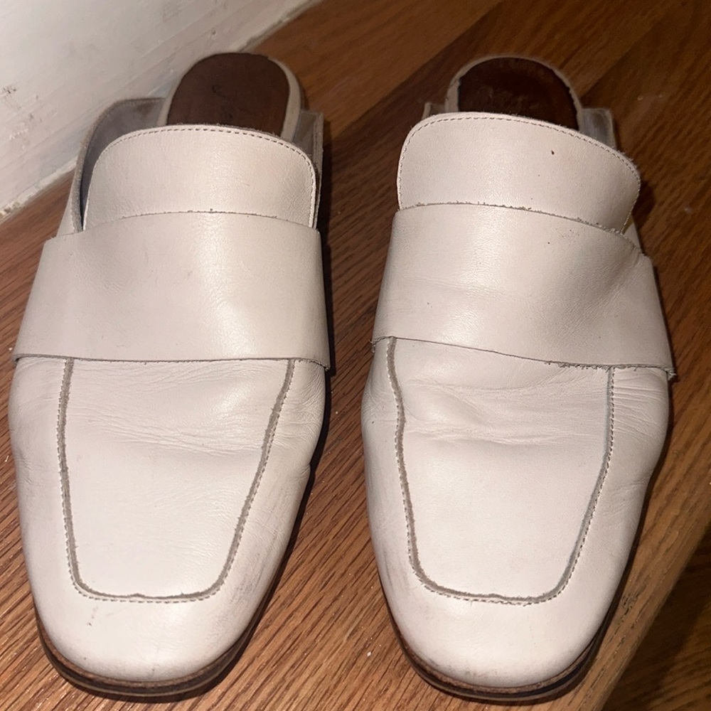 Free people cream leather loafers